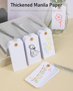 Uniclife 100 Pcs Manila Tags White Blank Shipping Tags with Wire Attached 4.7 Inch Paper Hang Tag with Reinforced Eyelet Large Marking Writable Price Label Tag, 4.7" x 2 3/8"