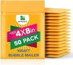 Kraft Bubble Mailers [50 Pack] Mailing Packing Envelopes #000 (4" x 8")