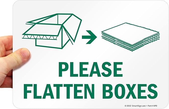 SmartSign Please Flatten Boxes Recycle Label | 7" x 10" Laminated Vinyl Sticker, Made in USA