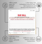 Vehicle Due Bill Form - 3-Part Carbonless Snap-Out 8.5 x 7.75 Car Dealership Service Agreement Forms, Auto Repair Vehicle Documentation Forms NCR - White, Canary, Pink - Pack of 100