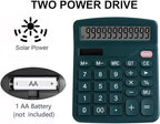 Office Desk Calculator - Dual Power Simple Financial Calculator with Big Button Large Display for Office, Home & School (Green)