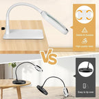 Veemagni 10X Rectangle Magnifying Glass with Light and Stand, Flexible Gooseneck LED Lighted Desk Lamp, 5 Color Modes Stepless Dimmable, Hands Free Magnifier for Reading Painting Close Work - White