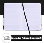 SUIN Hardcover-Journal-Notebooks, A5 Lined Journals Notebook for Writing 200 Pages, 8.2 x 5.5 inch, Classic Ruled Notebooks for Work/Travel/College (Black - 6 Pack)