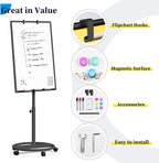 Mobile Whiteboard – 36 x 24 inches Portable Magnetic Dry Erase Board, 3' x 2' Stand Easel White Board Dry Erase Easel Standing Board w/Flipchart Hooks (Black)