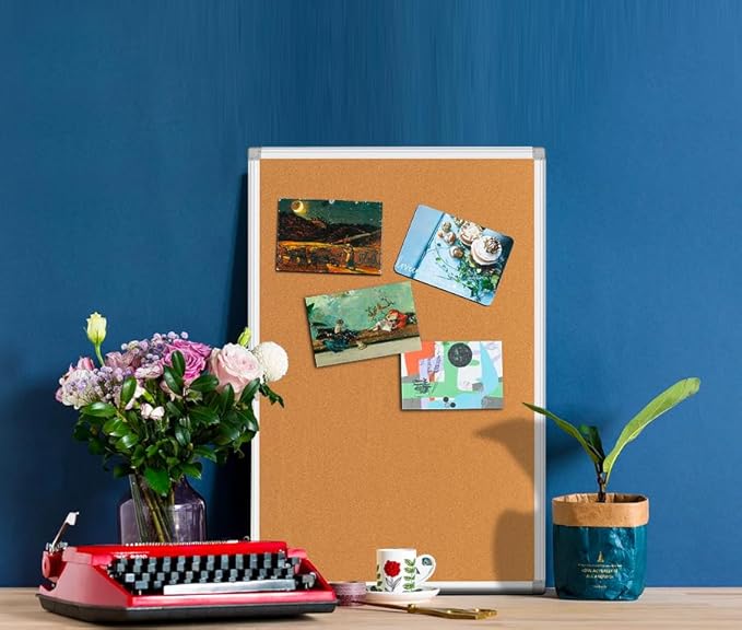 Cork Bulletin Board, Bulletin-Boards, Notes Board, Memo Board, 18 x 24inch, Silver Aluminum Frame