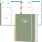 Daily Planner 2026 Full Page Per Day- 2026 Daily & Monthly Planner from January 2026 to December 2026, Day Planner 2026 with 12 Months Tabs, 8.5" x 11", Green