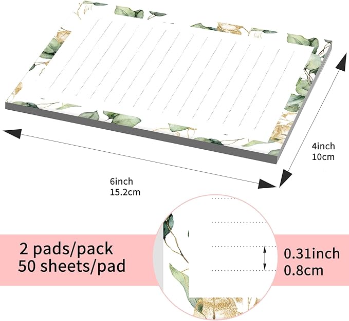 SXboxing Sticky Notes 4X6 Inches, 2 Pack Large Cute Self-Stick Pads, Bright Funny Memo Pads Easy to Stick for Home, Office Luxury Leaf