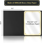 30 Pcs Certificate Holders 8.5 x 11 Additional 30 Pcs Plastic Film, Diploma Covers Gold Foil Border Certificate Holder for Letter Size 8.5x11 Cardstock,Certificates,Document Papers (Black, 30 Sets)