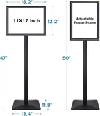 Golemas Sign Stand for Display, 11lbs Integrated Rod Heavy Duty Pedestal Floor Signage Stand Holder, for Outdoor or Indoor Advertising (11 x 17, Black)
