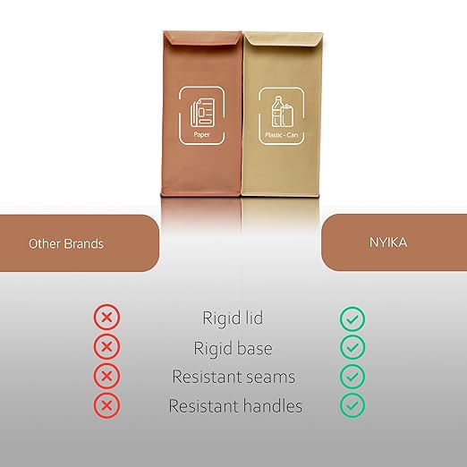 NYIKA - Recycling Organizer - Reusable Recycling Bags - Recycling Sorter - Trash Sorting Bins - 2 Compartment Recycle - Pack of 2 Bags with Lid