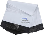 newlng 300pcs 10x13"/250x350mm+50mm Poly Mailers Shipping Bags Mailing Bags White Shipping Envelopes Self-sealing Adhesive Waterproof and Tear-Proof Packaging Bags poly bag for Clothing Books Gift