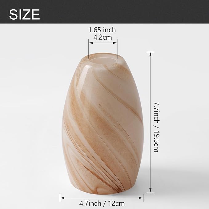 Fixture Replacement Globe Shade,Lampshade for E26 Base 1-5/8 Inch Fitter, Color Art Glass Oval Lampshade Cover for Pendant Kitchen Wall Sconce Chandelier Vanity Light (3, Brown and White)