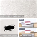 PRANDOM Foldable Storage Bins with Lids [5-Pack] Leather Fabric Collapsible Storage Boxes Organizer Containers Baskets Cube with Cover for Bedroom Closet Office Nursery White (14.9x10.8x10)
