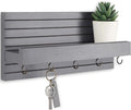 Lwenki Decorative Key Holder for Wall with Shelf, Entryway Shelf with Hooks Holds Leashes, Jackets and Glasses – Sturdy Wood Keyholder Entrance Hanger with Mounting Hardware (Gray, Medium)