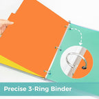SUNEE 8 Tab Binder Dividers,Plastic Dividers for 3 Ring Binder,3 Ring Binder Dividers with Tabs for School Office Home Supplies,Bright Color, 1 Set