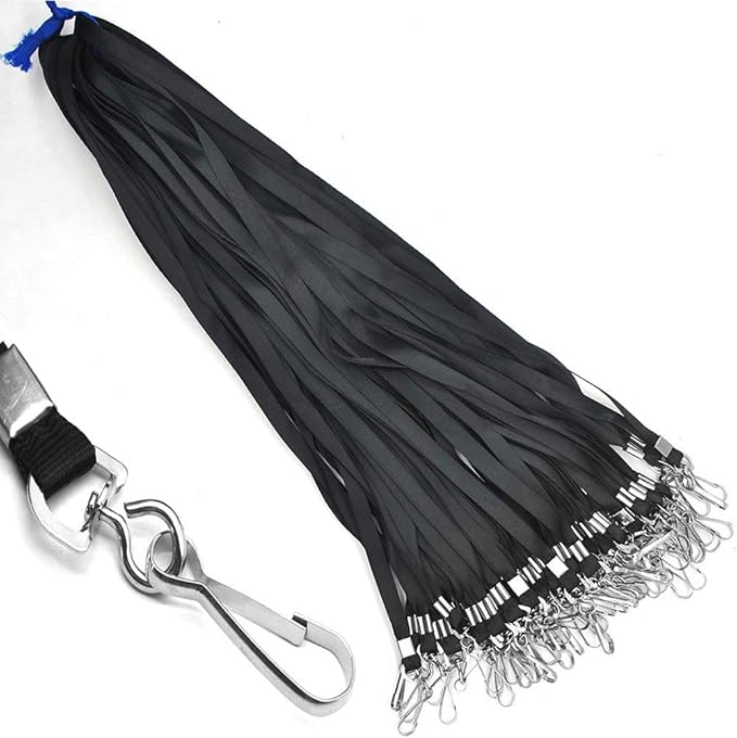 Beebel Red Lanyards 100 Pcs Lanyard for Id Badges Flat Lanyard with Badge Clip with J-Hook