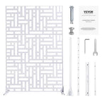 VEVOR Metal Privacy Screen, 47" W x 76" H Outdoor Privacy Screens 3-Panel, Freestanding Outdoor Divider with Stand, Decorative Garden Steel Privacy Fence for Balcony Patio Indoor Room Hot Tub White
