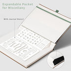 AHGXG Bullet Dotted Journal - Dot Grid Notebook Journal, 120 GSM Thick Acid-Free Paper, Large B5 Dotted Notebook 96 Pages, Leather Softcover, Inner Pocket, Journal Stencil, 7.6'' X 10'' - Sage Green