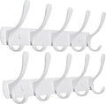 SKOLOO Modern Metal Wall Coat Rack with 5 Hooks, Pack of 2, Sturdy Wall Hook Rack for Hanging Coat, Jacket, Clothes, Hat, White