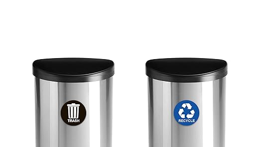 Recycle Stickers for Trash Bins - Perfect Recycling Sticker for Trash Can - 2 Pack - 5" x 5" Decal Logo - Ideal Label Sign for Home or Office Refuse Bin - Suitable for Indoor/Outdoor use