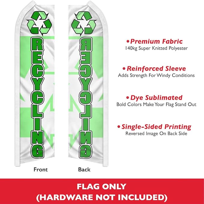 Recycling Swooper Feather Advertising Flag - Perfect for Recycling Centers, E-Recycling, Electronics Stores