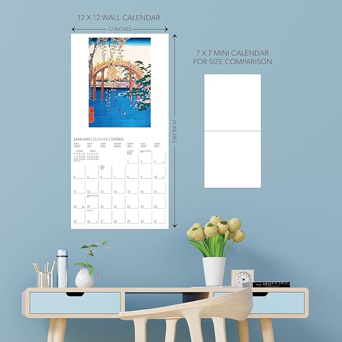 Graphique 2026 Japanese Art Collection Wall Calendar | 12” x 12” | Thick Paper | Home & Office Organizer | Large Monthly Grid | 3 Languages & Marked Holidays | 4 Month Preview Page for 2027