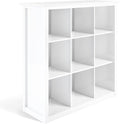SIMPLIHOME Artisan Bookcase - 43 inch Tall 9-Cube Solid Wood Cube Organizer in White, Transitional Storage Bookcase for Living Room, Study Room or Office with Fixed Shelves and Tapered Legs