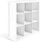 SIMPLIHOME Artisan Bookcase - 43 inch Tall 9-Cube Solid Wood Cube Organizer in White, Transitional Storage Bookcase for Living Room, Study Room or Office with Fixed Shelves and Tapered Legs