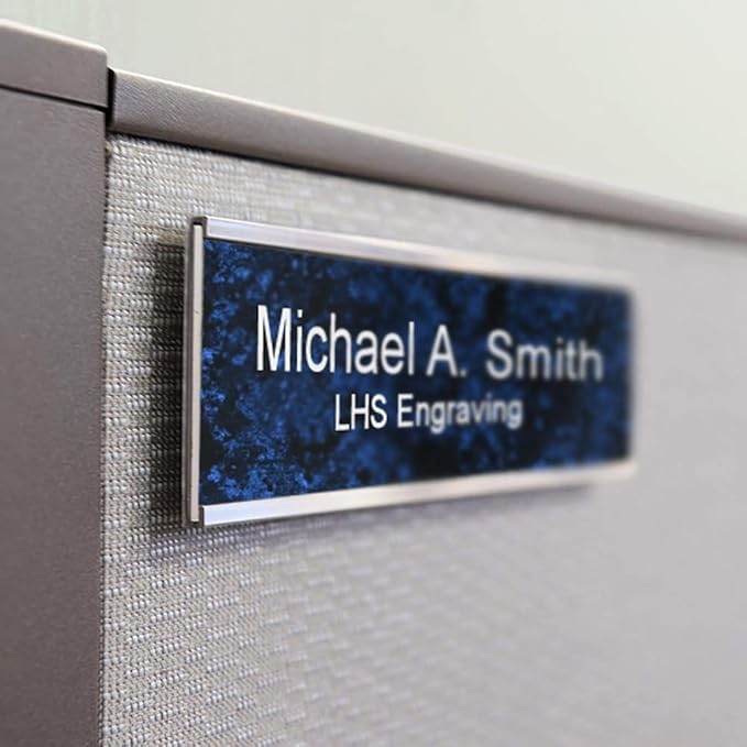 Engraved Name Plates for Door Sign Personalized Rustico Granite Pattern Plastic Plaque with Gold Letters - Made in USA 2x10 S7