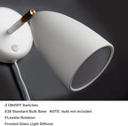 Ahaloye Set of 2 White Wall Sconce Finished Rotatable Simplicity Wall Mount Lighting Fixture for Bedroom Living Room,Plug-in or Hardwire