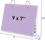 Desktop Glass Dry Erase & Acrylic Aesthetic Desk Calendar Weekly To-do List Combo, Small Magnetic Standing Whiteboard, Desk Flip Easel Calendar with Accessories for Home Office Supply, Purple, 9 x 7''