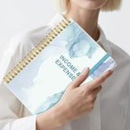 Heveboik Income & Expense Log Book - A5 Income and Expense Tracker for Small Business, Accounting Bookkeeping Tracking for Woman and Man, 5.8" x 8.3", Teal Watercolor