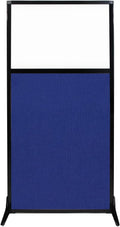 Versare Workstation Partition | Portable Wall Divider | Modern Office Cubicle | Free Standing Privacy Screen | Flexible Work Space | 33" x 70" W/Window, Royal Blue Fabric Panels