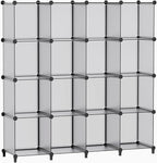 HOMIDEC Closet Organizers and Storage, 16 Cube Storage Organizer, Portable Closet Organizer Cubes Shelves for Clothes, Bedroom, Wardrobe, Kids Room, Bathroom, Grey