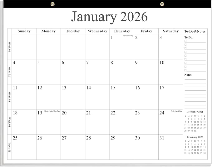 Desk Calendar 2026 - Calendar 2026-2027 from January 2026 to June 2027, 18 Months Calendar with Thick Paper for Office, Home, School Organizing, 14.5" X 11.5", Black