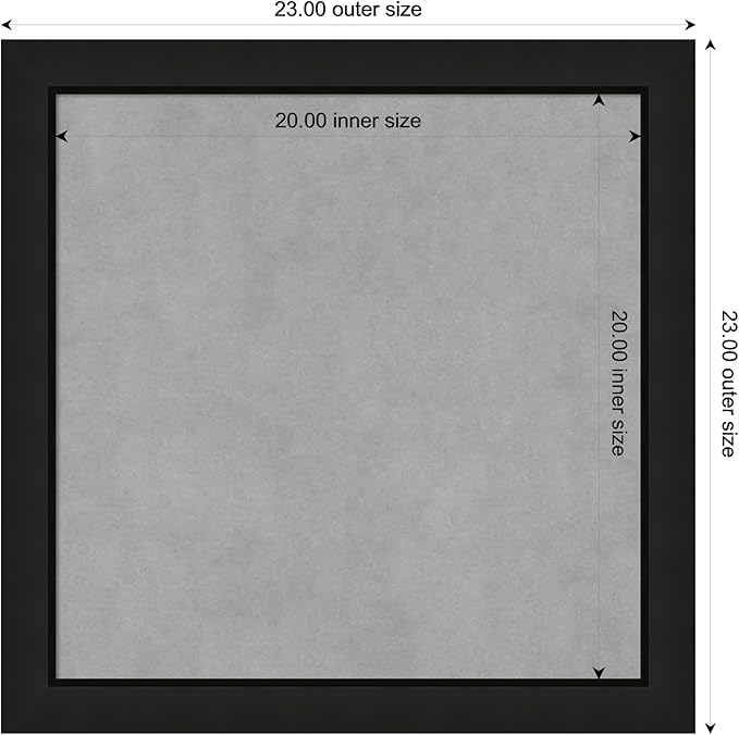 Amanti Art Black Framed Magnetic Board 23x23 Medium Vision Board for use with Magnets, 100% Metal Sheet to Display Items as Office Decor or for Home Organization in mudroom, Kitchen or Kids Room
