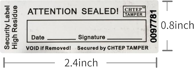 ChtepTamper 100 Pieces Total Transfer Tamper-Evident Stickers Security Labels Great for Goods Shipping,Exchange of Agency Files, Privacy Protection or More(Serial Number 0.8 * 2.4inches White)