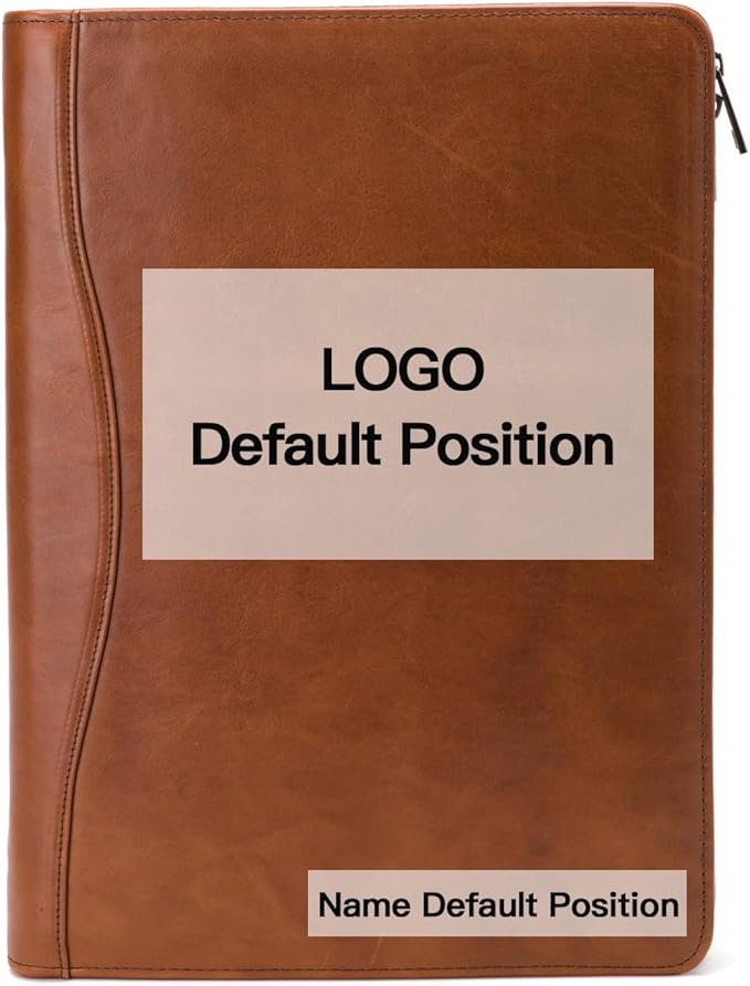 Geslun Personalized Genuine Leather Portfolio, Legal Size 8.5 x 14 Pad Holder, Custom Engraved Business Padfolio for Men Women, Zip 14" Laptop Organizer, Professional Notepad Folio, Brown, Oil Tanned