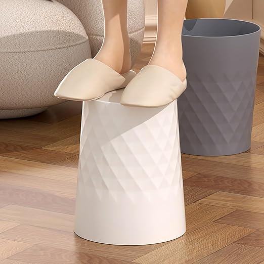 HOLTPHILI 1.8 Gallon Small Trash Can 2 Pack Bathroom Garbage Can Waste Basket Recycling Bin for Dorms Bedrooms Offices Kitchens, Grey