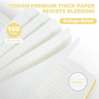SUQJOY Lined Journal Notebooks for Writing, 100 GSM Thick Paper, 1 Pack Hardcover Notebooks, A5 College Ruled Notebook, Journaling Notebook for School/Travel/Office (Yellow- 1 Pack)