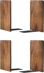Large Bookend Hold Heavy Books- 7x4x5in 2 Pack Wood Bookends for Heavy Books Heavy Duty Walnut Book Ends for Men Wood Bookends for Office Desk Non-Skid