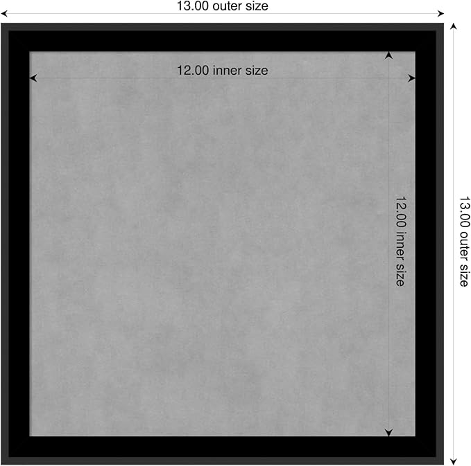 Amanti Art Black Framed Magnetic Board 13x13 X-Small Vision Board for use with Magnets, 100% Metal Sheet to Display Items as Office Decor or for Home Organization in mudroom, Kitchen or Kids Room