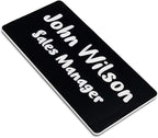 Custom Laser Engraved Name Badges with Pin, Magnetic, Adhesive, or Blank Backing, Durable Personalized Name Tag with 3 Lines of Custom Texts, Clear and Easy to Read, 10 Colors (1.5" x 3")