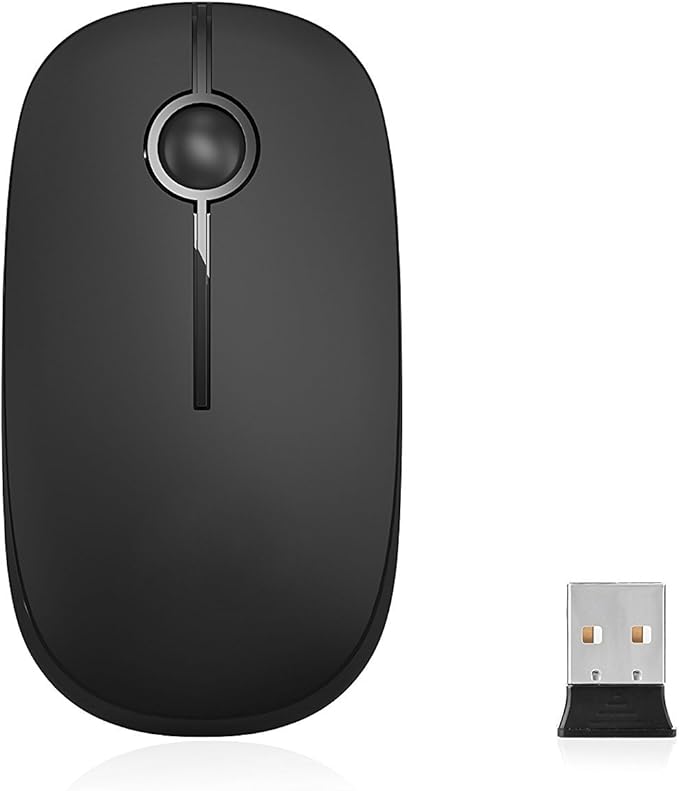 VssoPlor Wireless Mouse, 2.4G Slim Portable Computer Laptop Mouse with Nano Receiver Quiet Silent Optical Mice for Notebook, PC, Laptop, Computer-Black