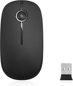 VssoPlor Wireless Mouse, 2.4G Slim Portable Computer Laptop Mouse with Nano Receiver Quiet Silent Optical Mice for Notebook, PC, Laptop, Computer-Black