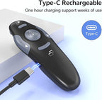 [2 Units] Presentation Clicker with 2 Cases Storage: PowerPoint Wireless Presenter Remote: USB Type C Rechargeable Red Laser Pointer Clickers Computer Project Mac PPT Slideshow Google Slide Advancer