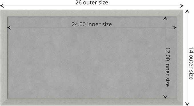 Amanti Art Silver Framed Magnetic Board 14x26 Small Vision Board for use with Magnets, 100% Metal Sheet to Display Items as Office Decor or for Home Organization in mudroom, Kitchen or Kids Room