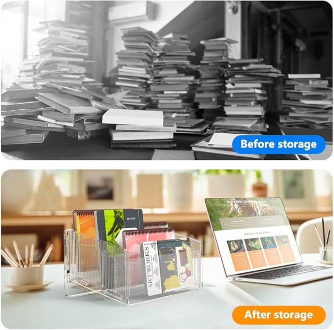 Cuukie File Sorter Organizer, 5 Sections Acrylic Letter Tray for Desk, Mail Organizer Letter Holder for Envelopes, Mail, Electronics 1Pack