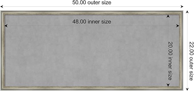 Amanti Art Silver Framed Magnetic Board 22x50 Oversize Vision Board for use with Magnets, 100% Metal Sheet to Display Items as Office Decor or for Home Organization in mudroom, Kitchen or Kids Room