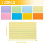 Koogel Index Cards 3x5, 300 Count, Colored Flash Card Lined Ruled on Both Side, Heavyweight Notecards for Back to School Studying Learning College Office Home Taking Notes Supplies, 8 Assorted Colors
